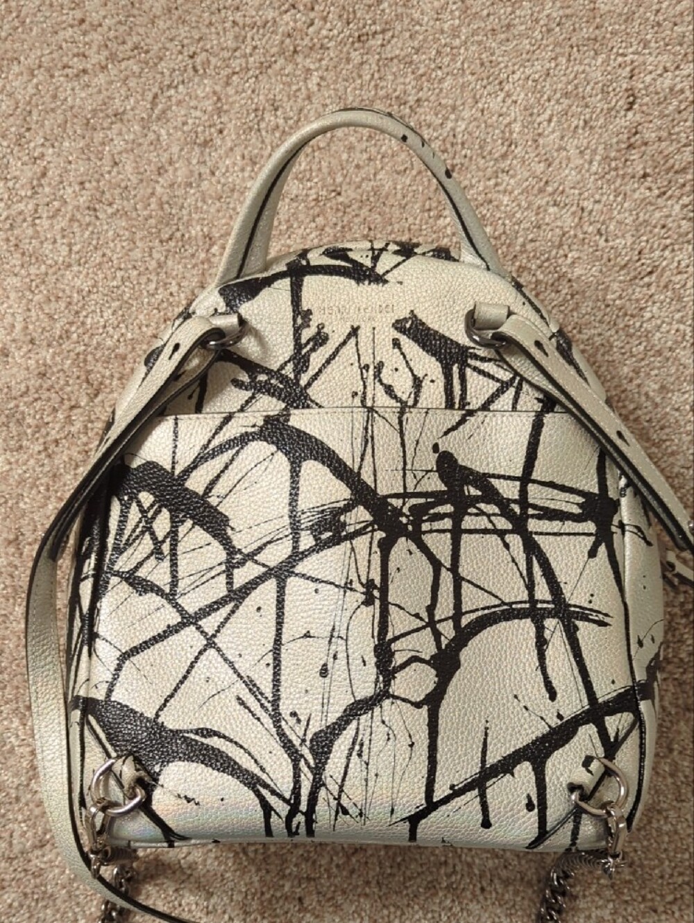 Henri Bendel "About Town" Splatter Print Mini Backpack With Storage Bag - Picture 5 of 15